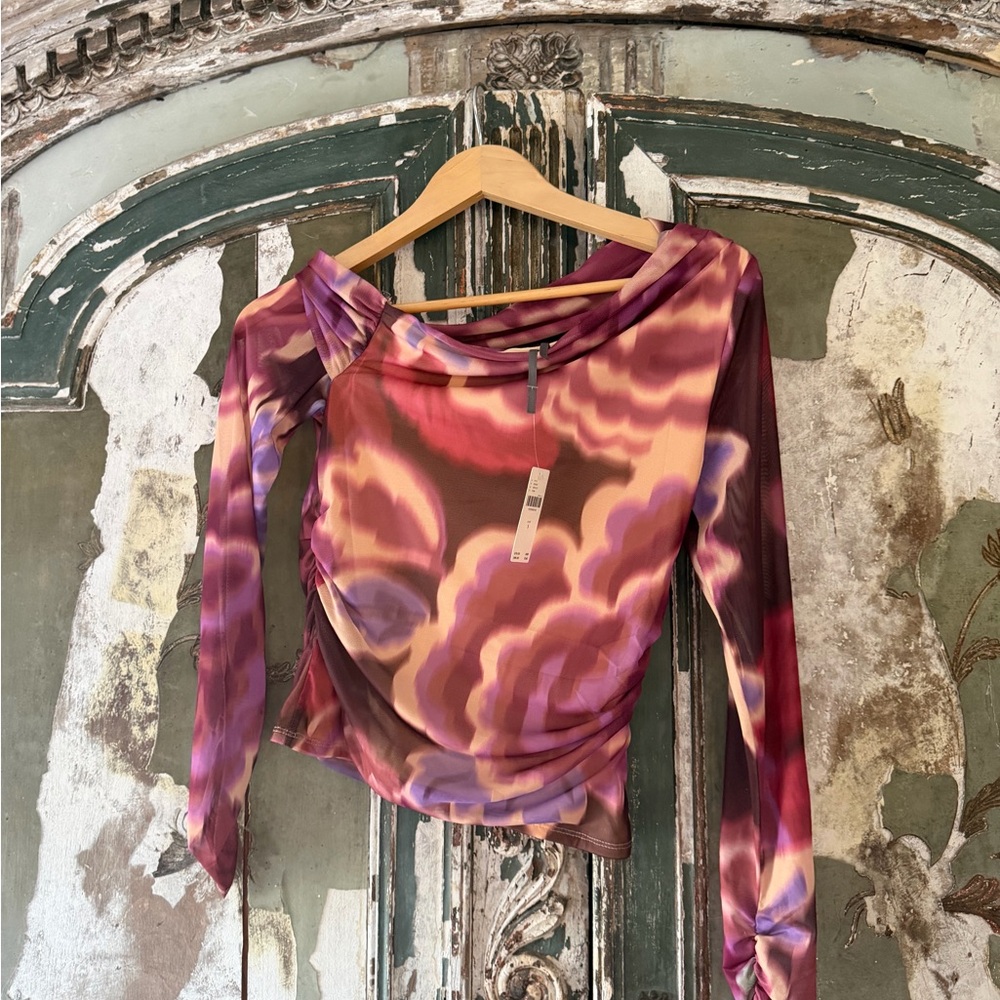 Anthropologie Purple and Pink Swirl Blouse